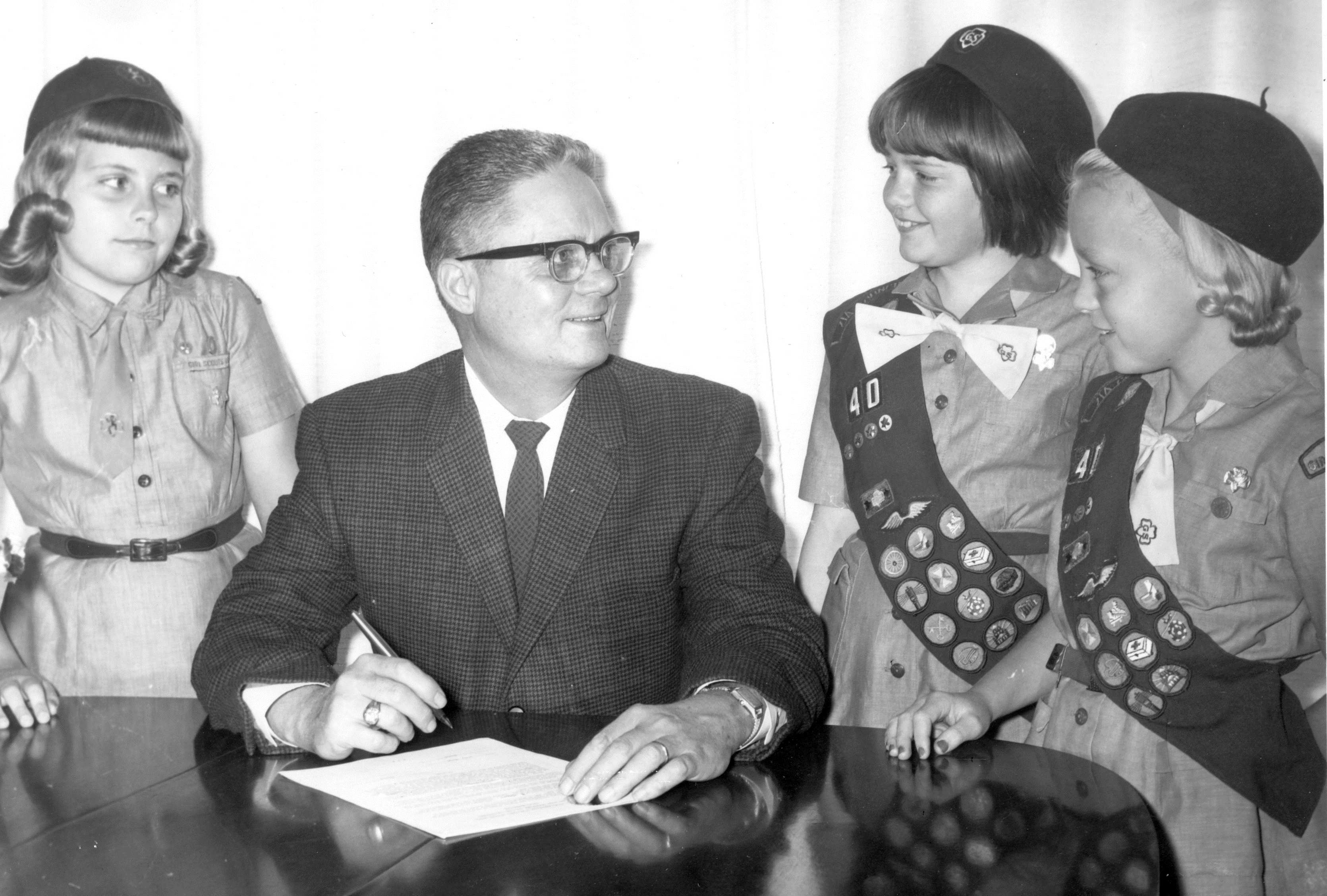 Does anyone recognize these cute Girl Scouts with Mayor Creighton Gilchrist, 1964 to 1966?
