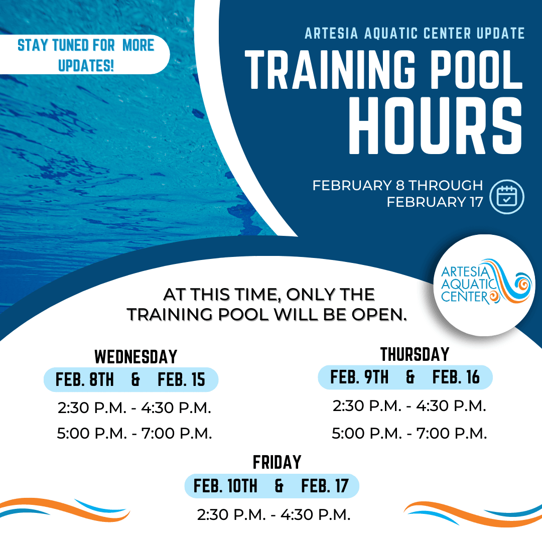 Aquatic Center Training Pool hours listed in post