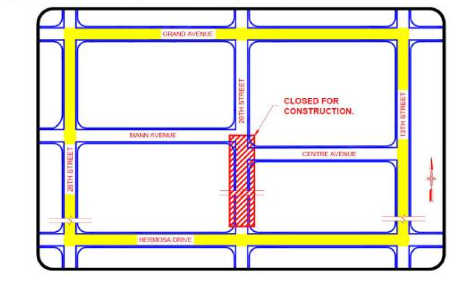 Phase III of 20th St Reconstruction Diagram as outlined in text