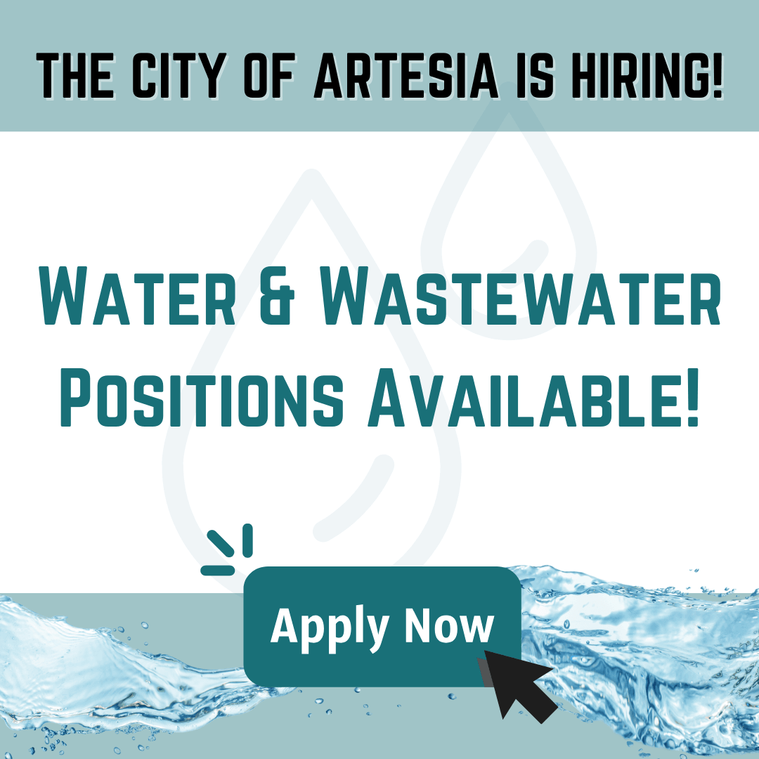 Water and Wastewater Positions Available image shows water splash and apply now button