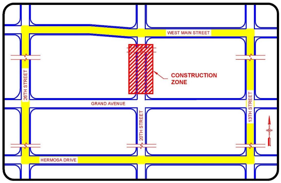 Image showing 20th Street Reconstruction Detour Route beginning September 5, 2023